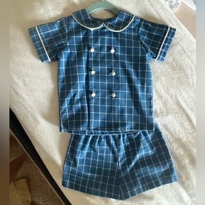 Lullaby Set blue and white plaid matching top and shorts 3T